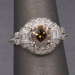 Exquisite Fancy Brown Diamond Art Deco Engagement Ring in Platinum