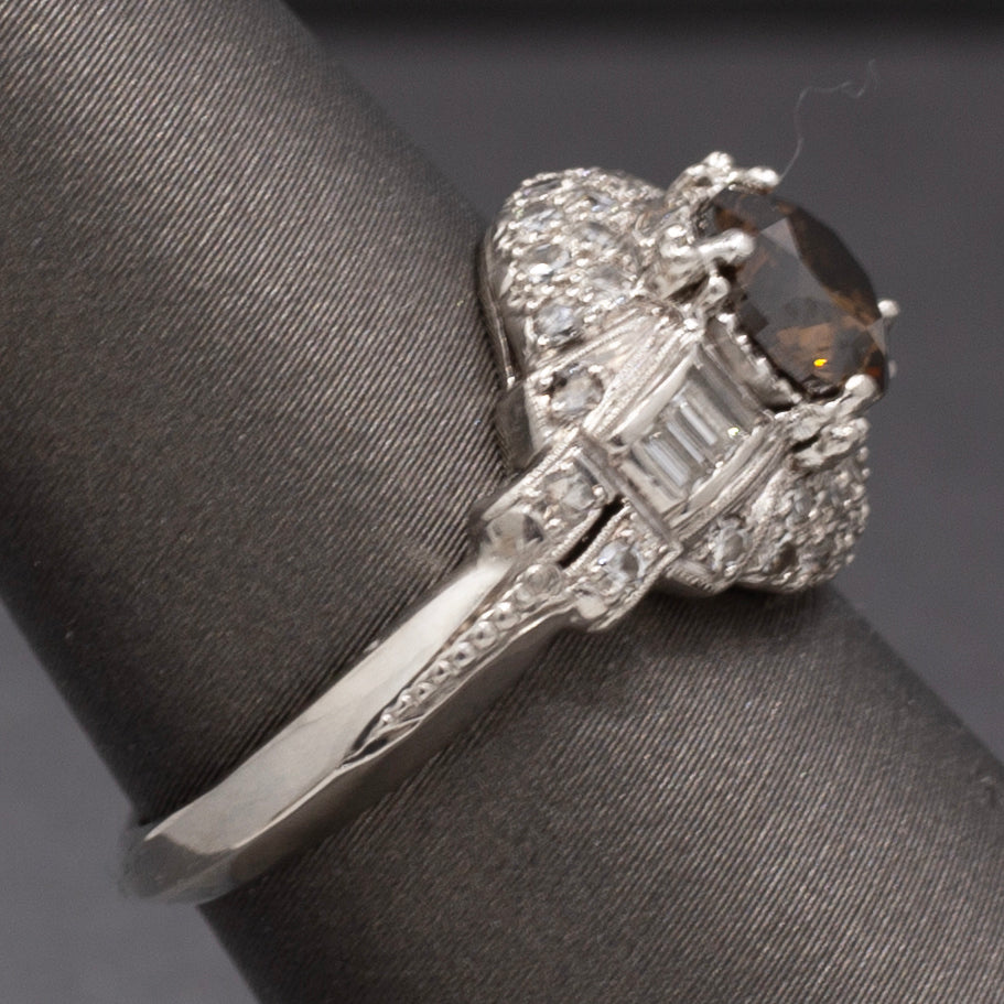 Exquisite Fancy Brown Diamond Art Deco Engagement Ring in Platinum