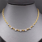 Sexy Bezel Set Diamond Necklace in 18k Yellow and White Gold 17"