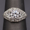 Late Art Deco Old European Cut Diamond Engagement Ring in Platinum