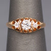 Brilliant Victorian Old European Cut Diamond Three Stone Belcher Set Ring in 14k Rosy Gold