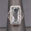 Icy Art Deco Aquamarine Cocktail Ring in 14k White Gold