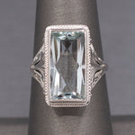 Icy Art Deco Aquamarine Cocktail Ring in 14k White Gold