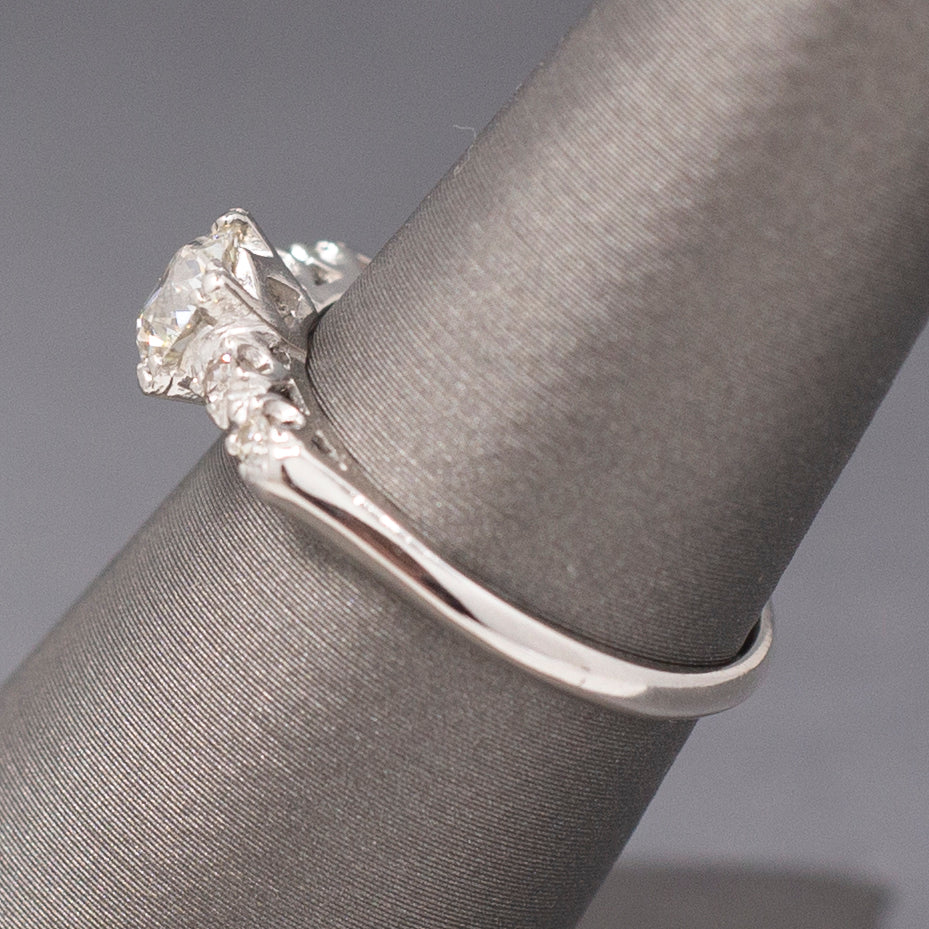 Sparkling Mid-Century Diamond Five Stone Engagement Ring in Platinum
