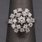 Sparkling Domed Diamond Cluster Cocktail Ring in 14k White Gold