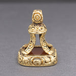 Exquisite Victorian Antique Fob with Stag Intaglio Carnelian in 14k Yellow Gold
