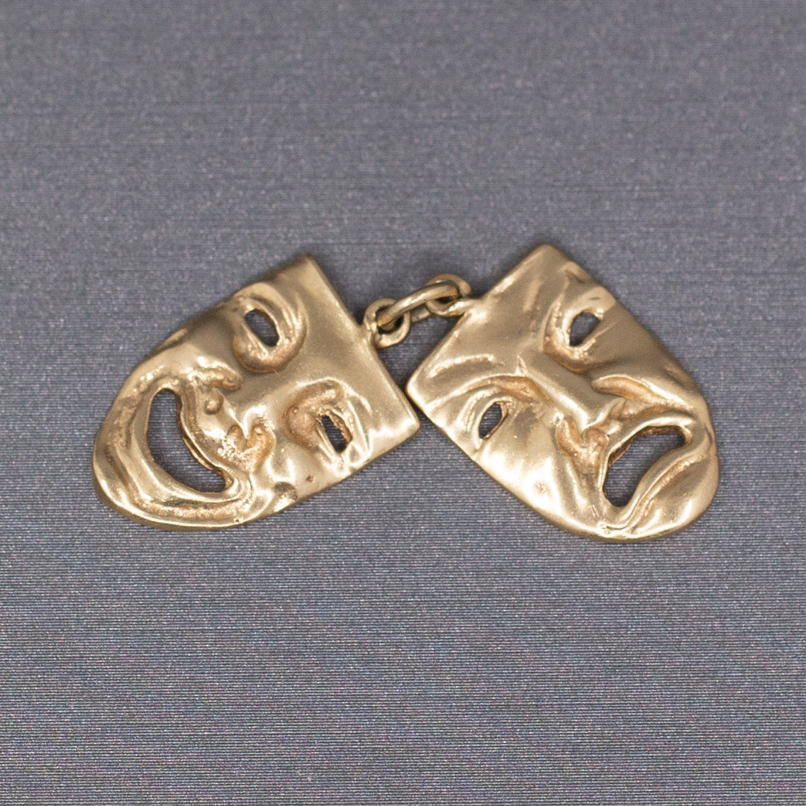 Vintage Comedy and Tragedy Greek Theatre Masks Charm in 14k Yellow Gold