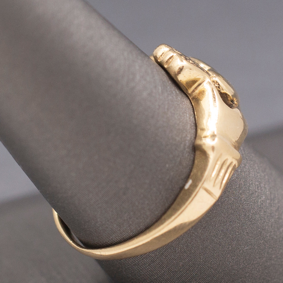 Vintage Claddagh Engagement Wedding Ring in 14k Yellow Gold