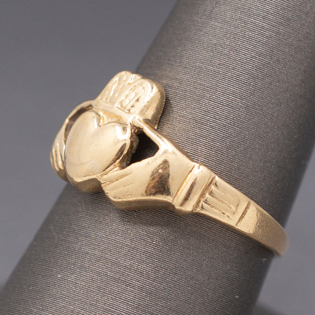 Vintage Claddagh Engagement Wedding Ring in 14k Yellow Gold