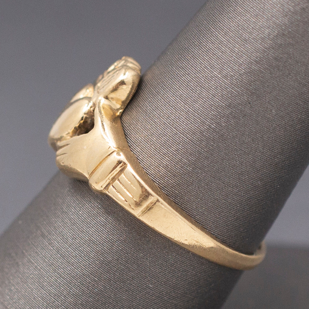 Vintage Claddagh Engagement Wedding Ring in 14k Yellow Gold