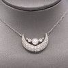 Stunning Art Deco Old European Cut Diamond Crescent Moon Necklace in Platinum