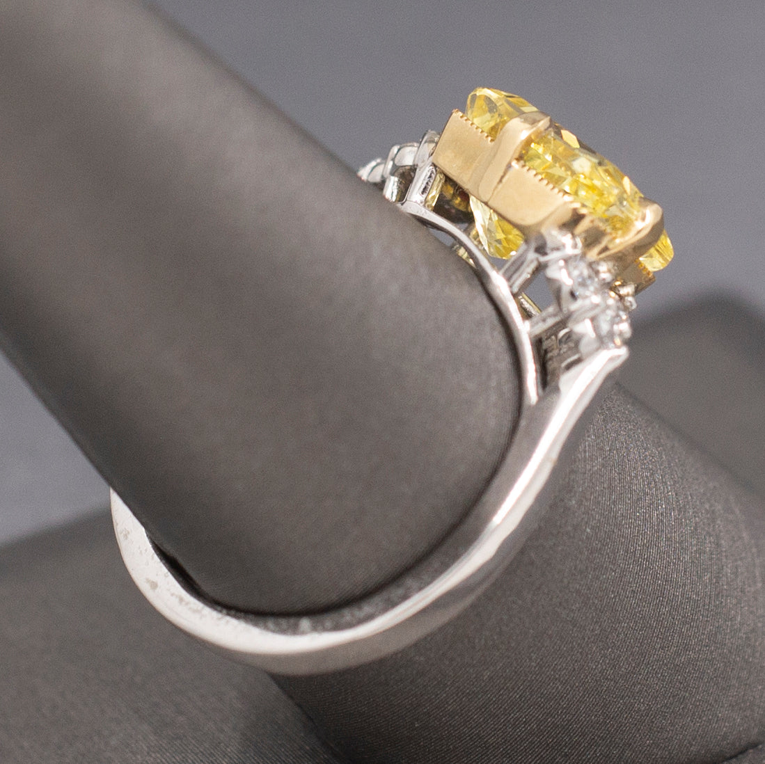 Exquisite Natural Untreated Yellow Sapphire and Diamond East West Ring in 18k Gold GIA Certified