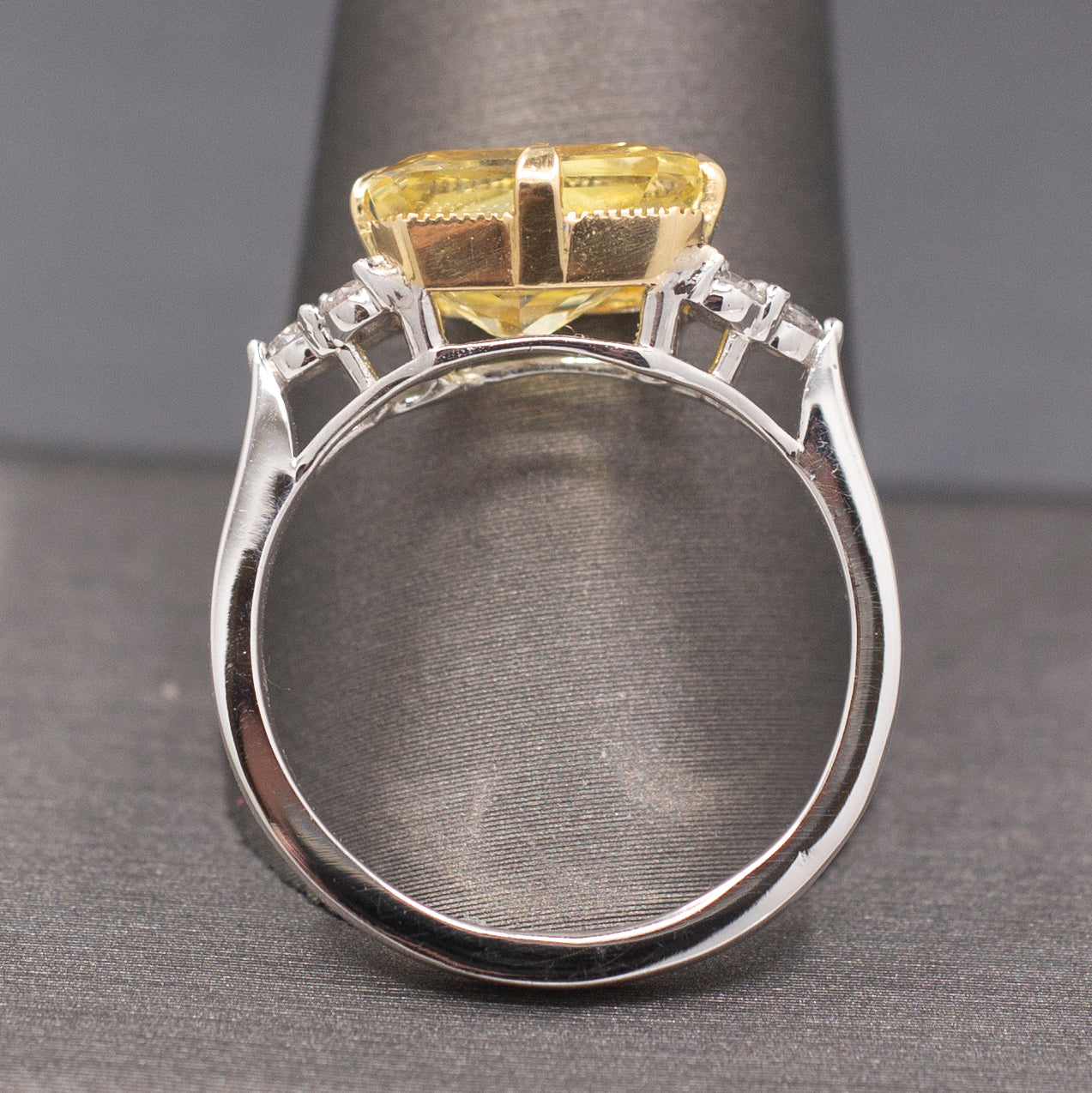 Exquisite Natural Untreated Yellow Sapphire and Diamond East West Ring in 18k Gold GIA Certified