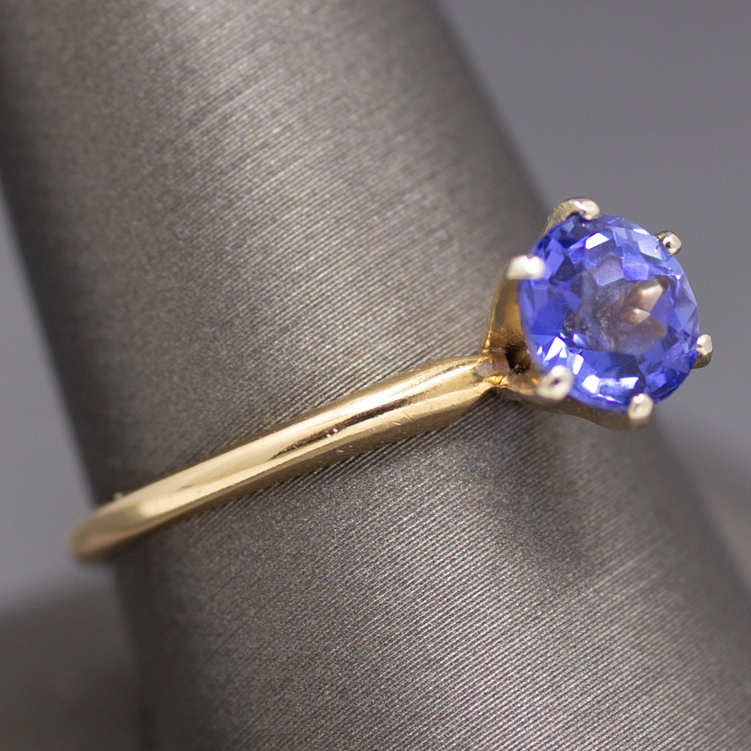 Sparkling Round Tanzanite Solitaire Ring in 14k Yellow Gold