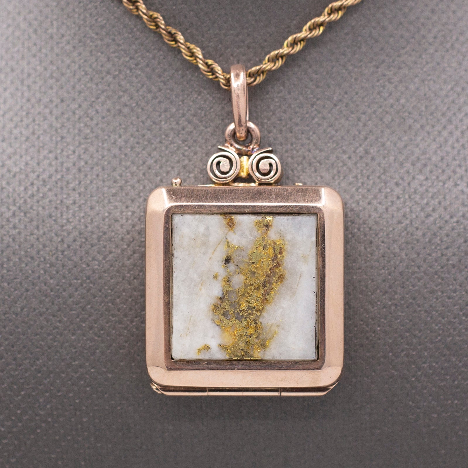 Antique Victorian Gold in Quartz Locket Pendant in 10k Rose Gold