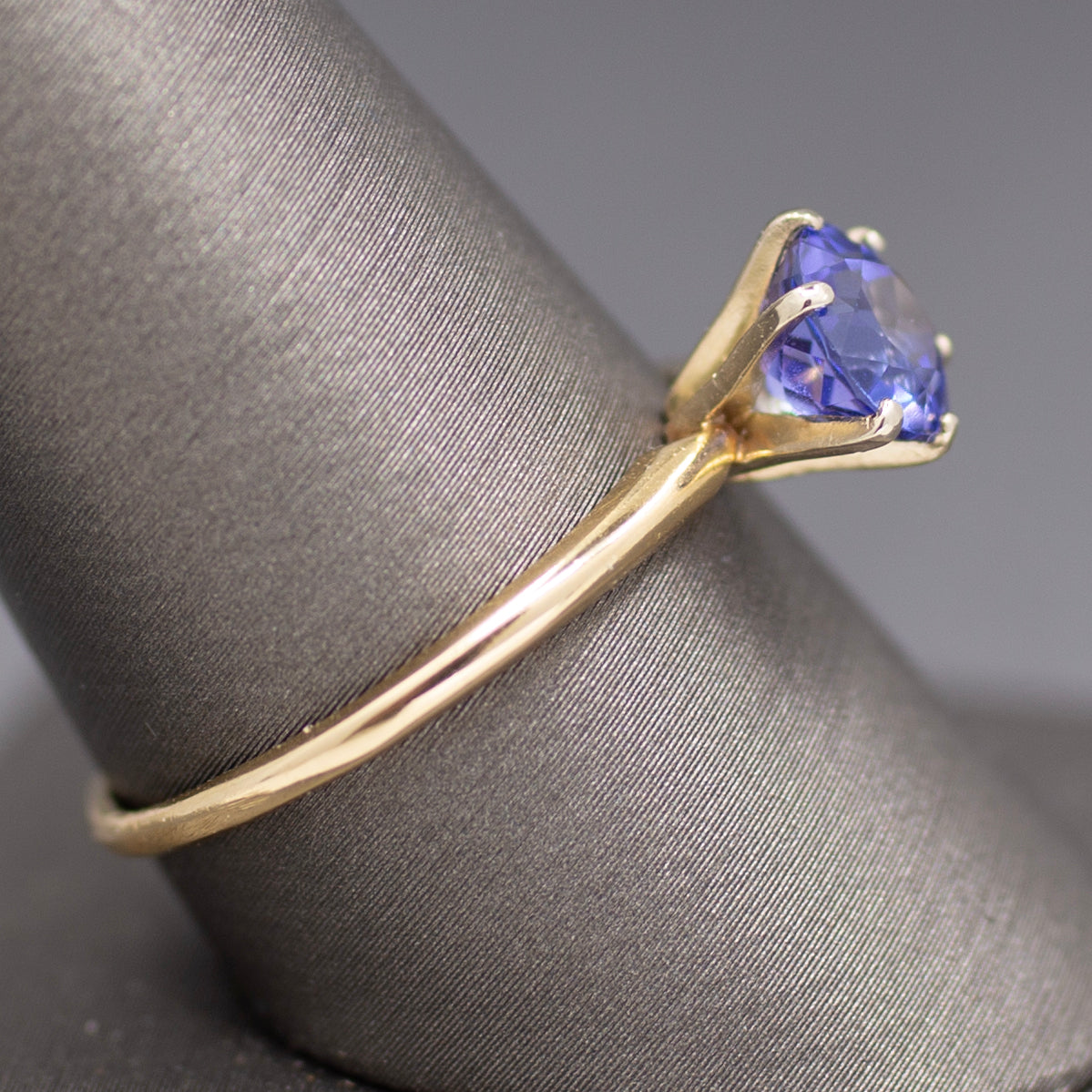 Sparkling Round Tanzanite Solitaire Ring in 14k Yellow Gold