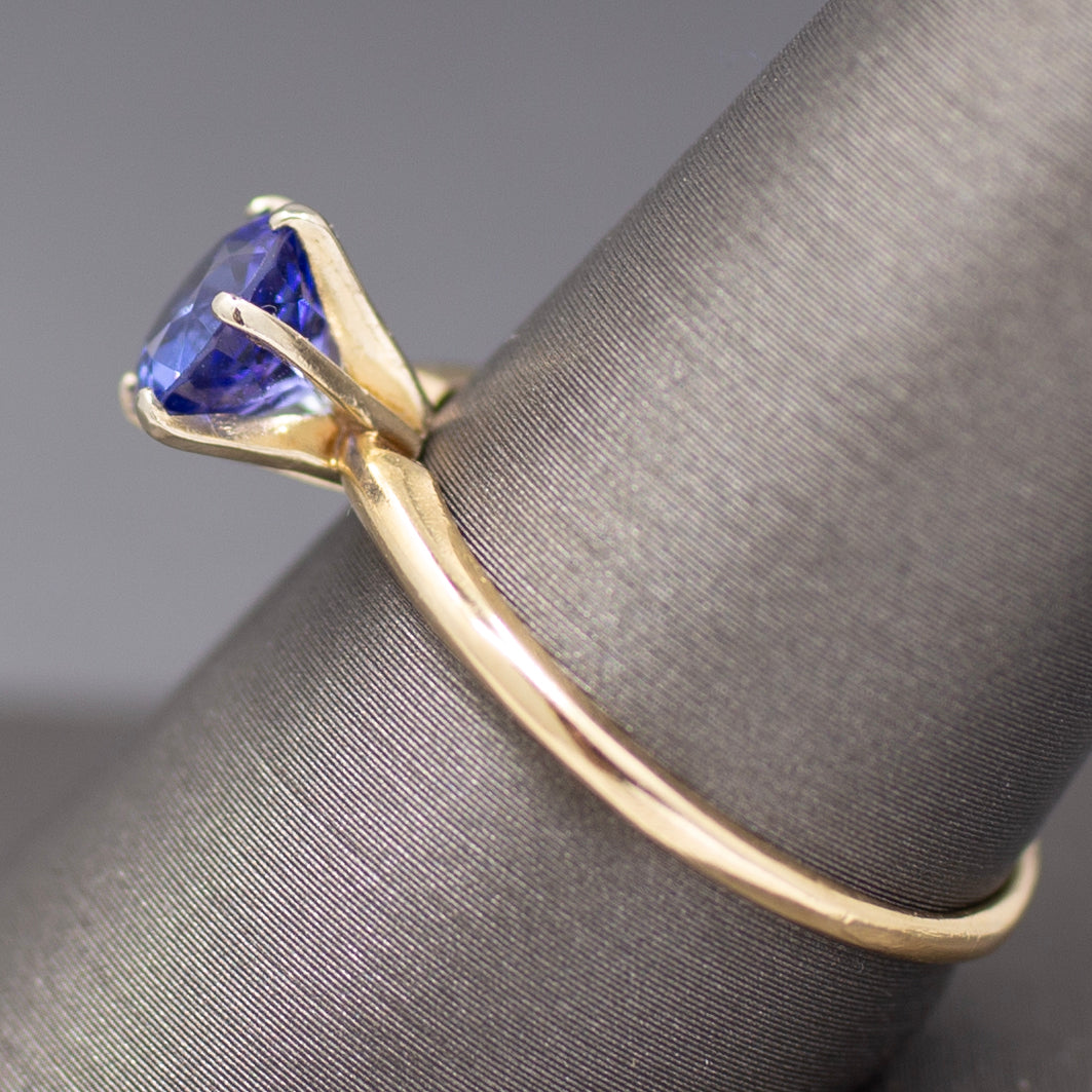 Sparkling Round Tanzanite Solitaire Ring in 14k Yellow Gold