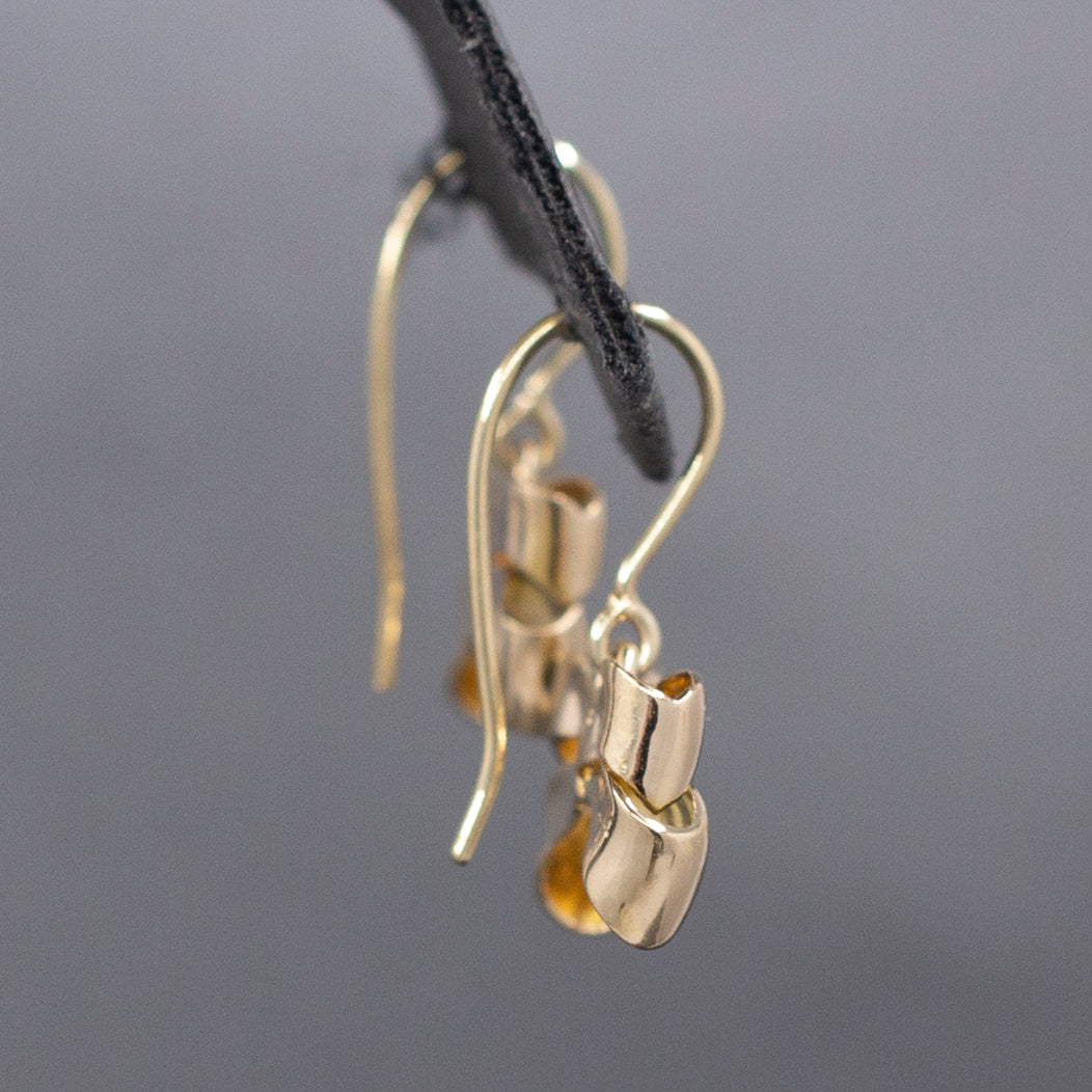 Absolutely Adorable Vintage Ribbon Bow Dangle Earrings in 14k Yellow Gold