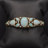 Exquisite Australian Opal and Diamond Bangle Bracelet in 14k Yellow Gold