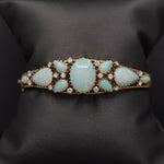 Exquisite Australian Opal and Diamond Bangle Bracelet in 14k Yellow Gold