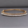 Sparkling Natural Diamond Oval Hinged Bangle Bracelet In 14k Yellow Gold Size Small