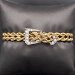 Vintage Diamond Buckle Twisted Rope Bracelet in 14k Yellow Gold