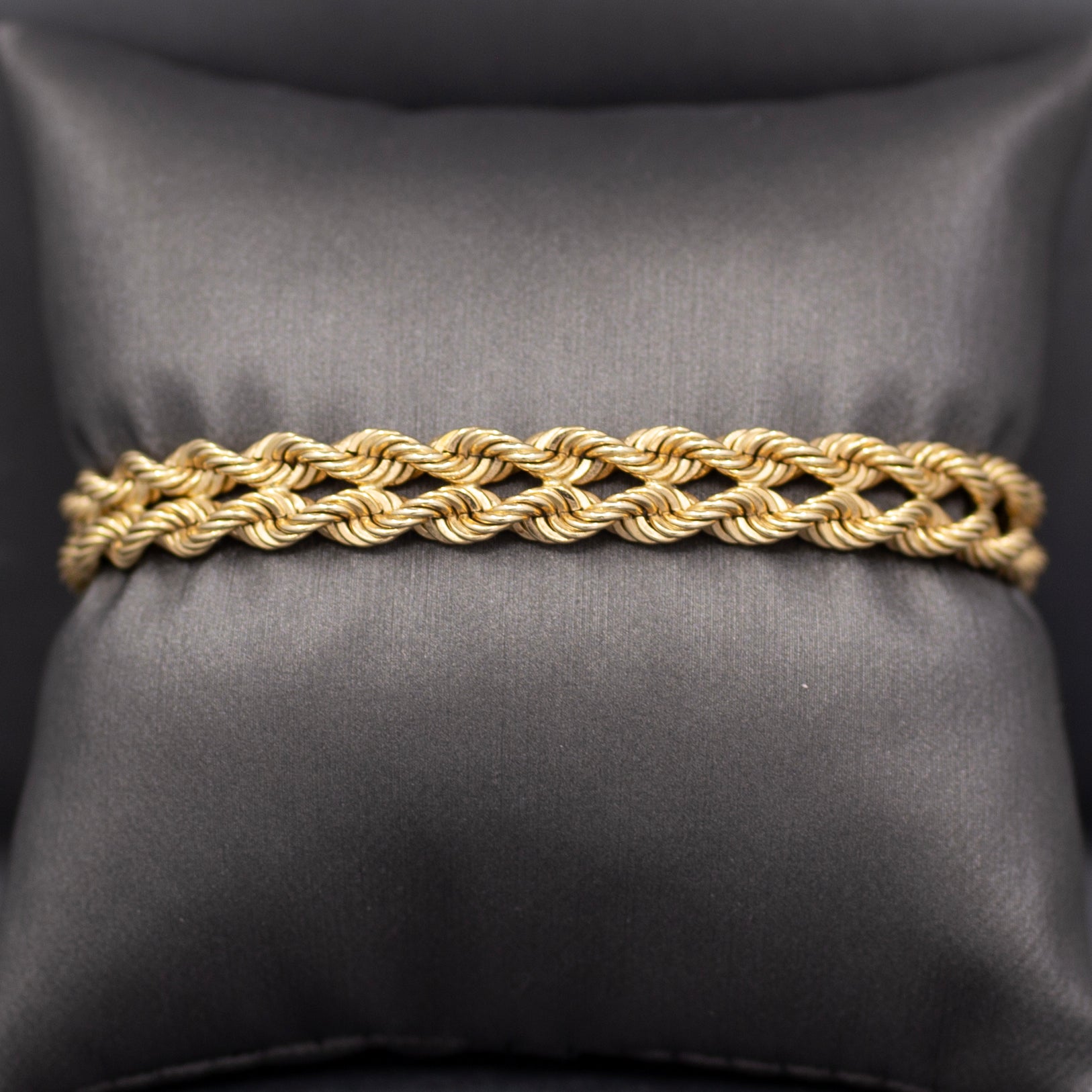 Vintage Diamond Buckle Twisted Rope Bracelet in 14k Yellow Gold