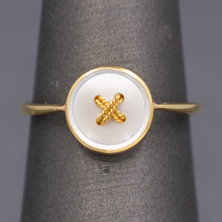 Delightful Victorian Button Ring in 14k and 18k Gold