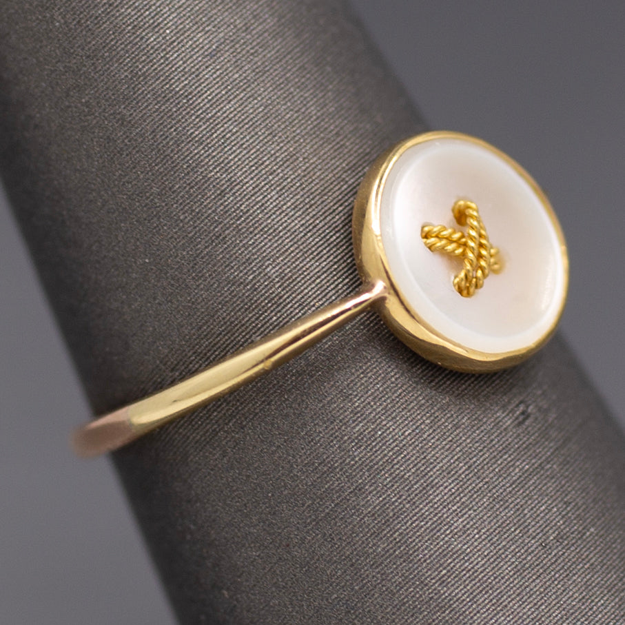 Delightful Victorian Button Ring in 14k and 18k Gold