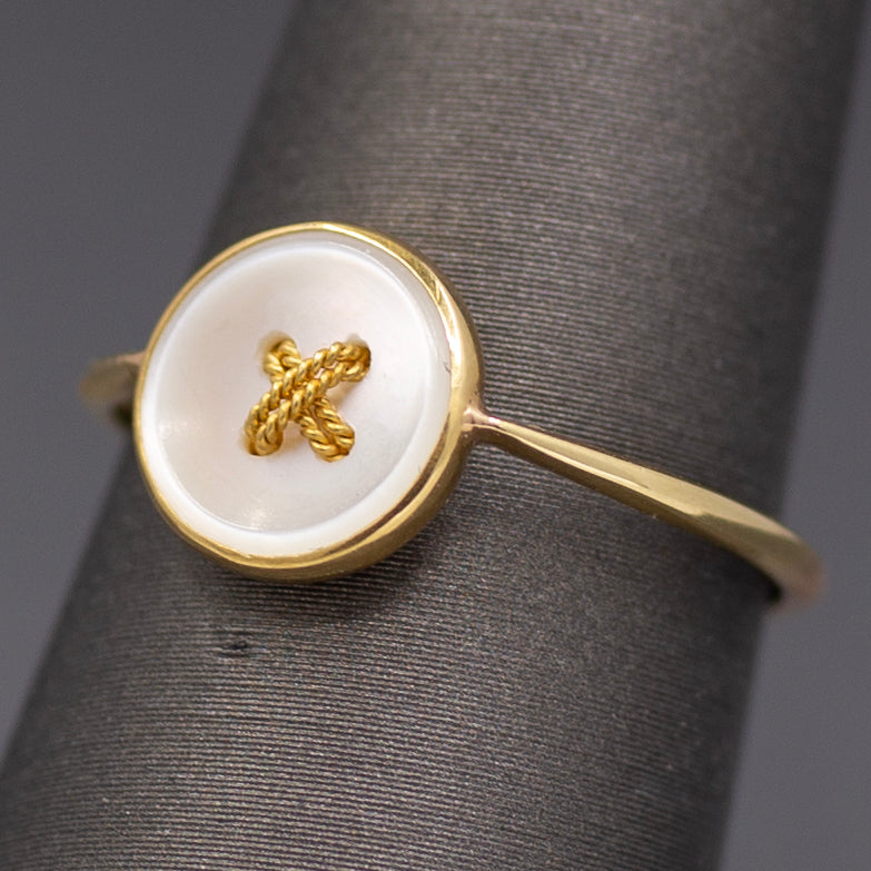 Delightful Victorian Button Ring in 14k and 18k Gold