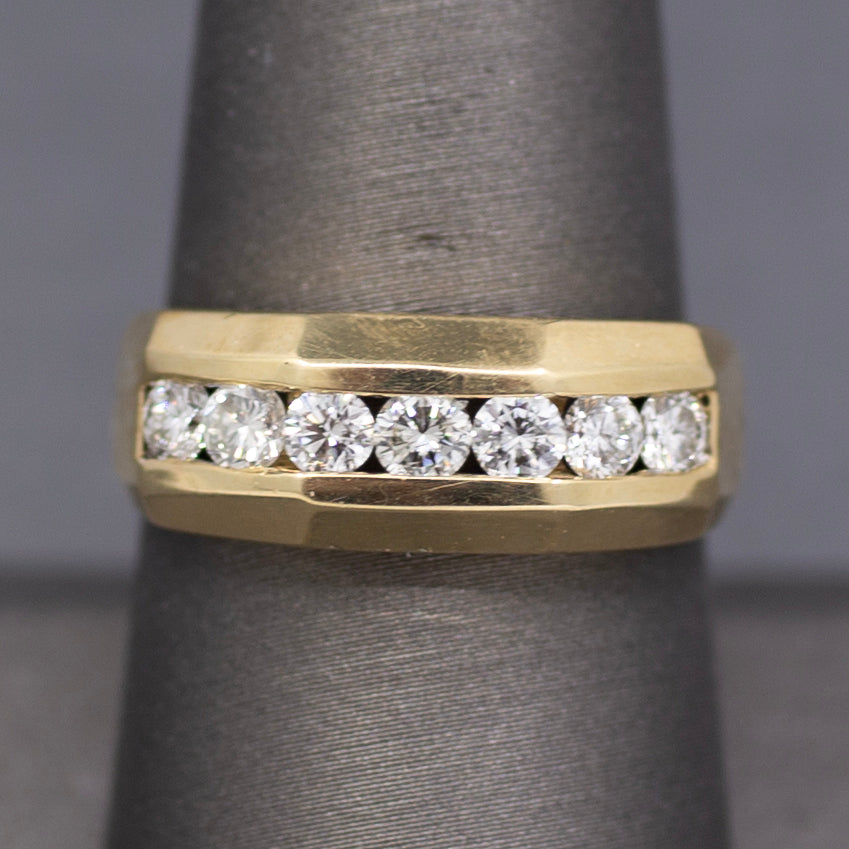 Handsome Channel Set Diamond Wedding Band in 14k Yellow Gold