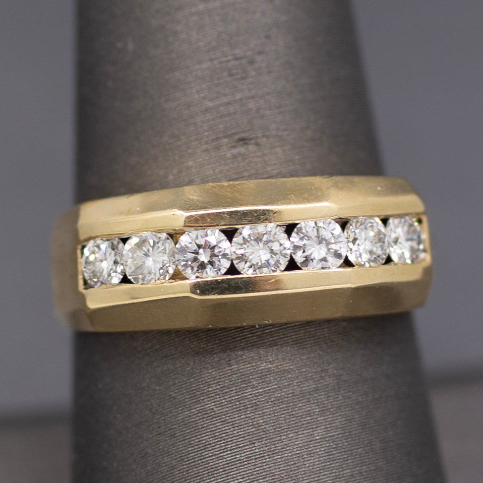 Handsome Channel Set Diamond Wedding Band in 14k Yellow Gold