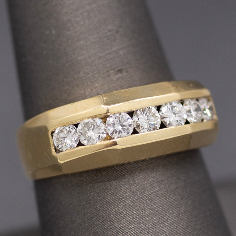 Handsome Channel Set Diamond Wedding Band in 14k Yellow Gold
