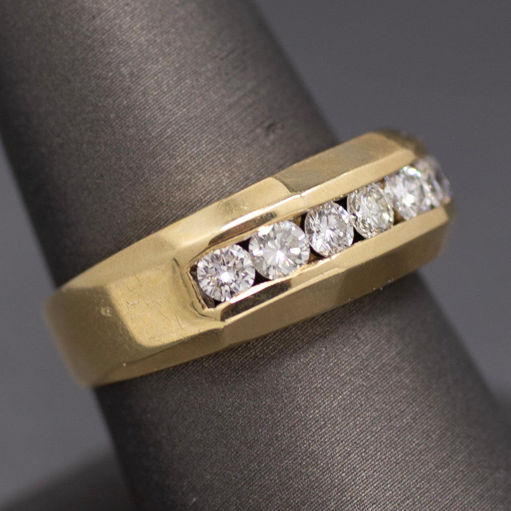 Handsome Channel Set Diamond Wedding Band in 14k Yellow Gold