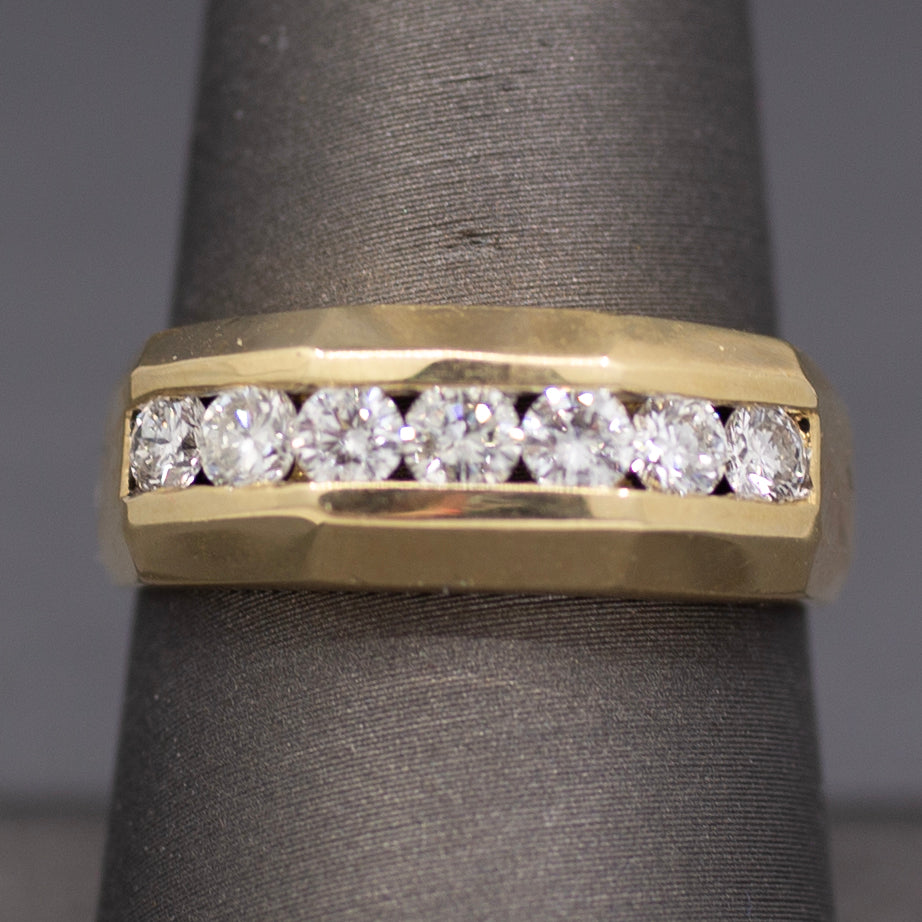 Handsome Channel Set Diamond Wedding Band in 14k Yellow Gold