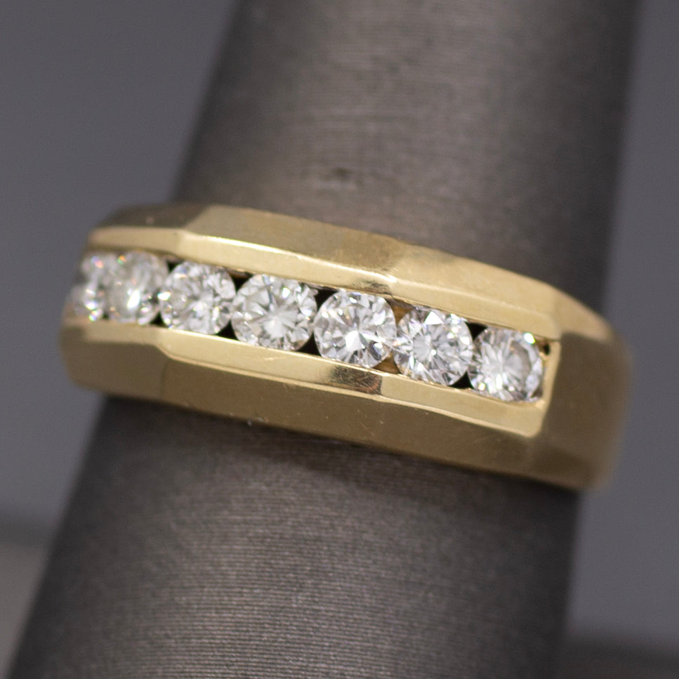Handsome Channel Set Diamond Wedding Band in 14k Yellow Gold