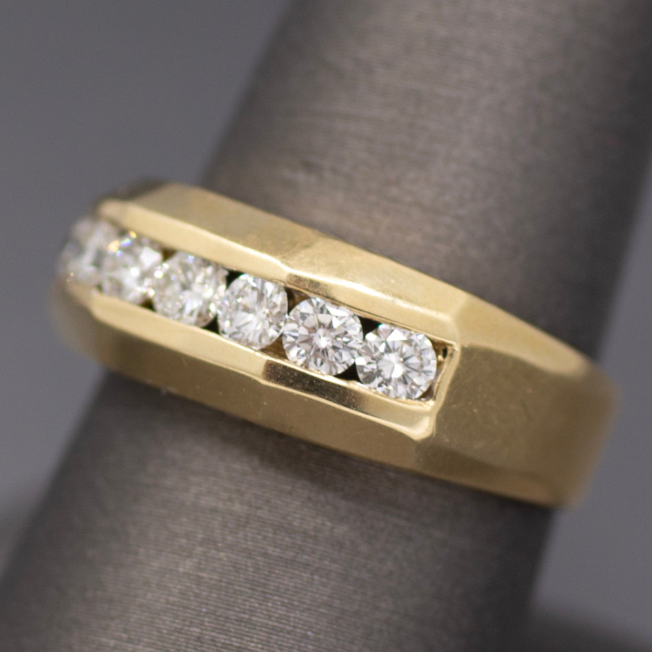 Handsome Channel Set Diamond Wedding Band in 14k Yellow Gold