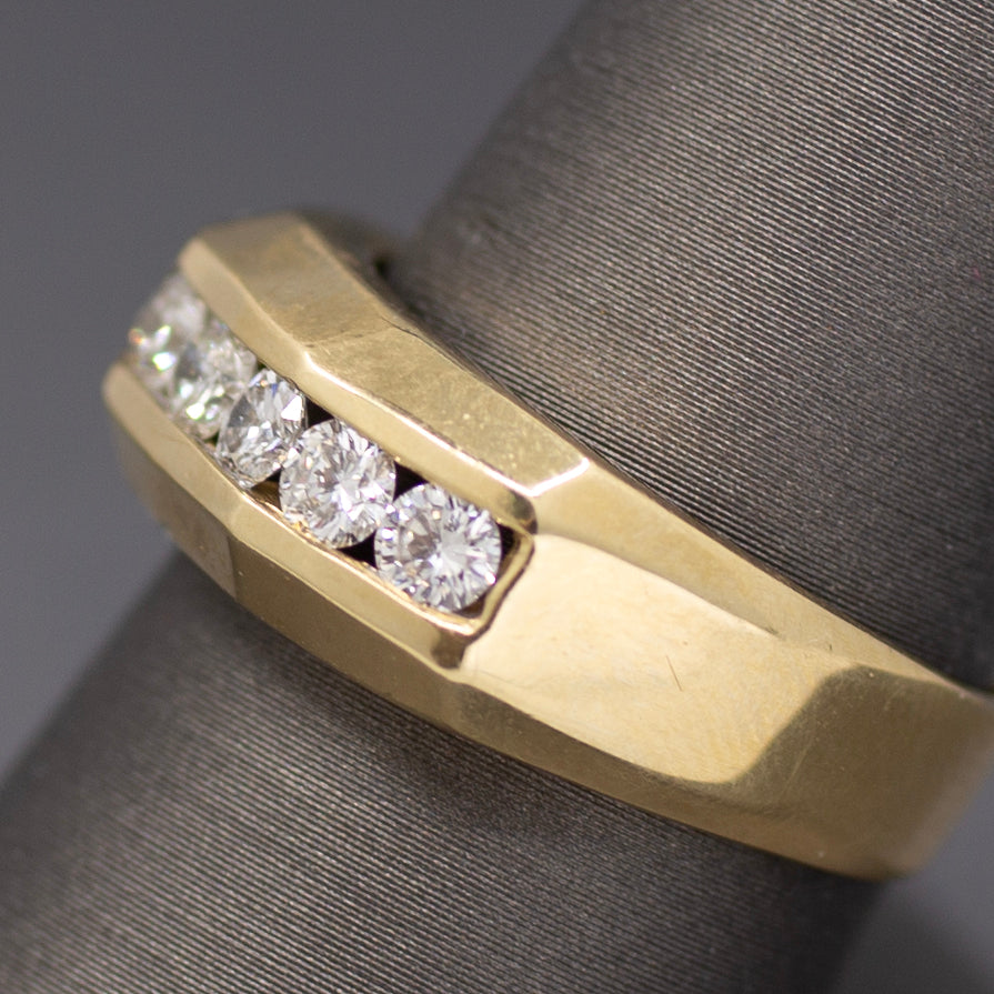 Handsome Channel Set Diamond Wedding Band in 14k Yellow Gold