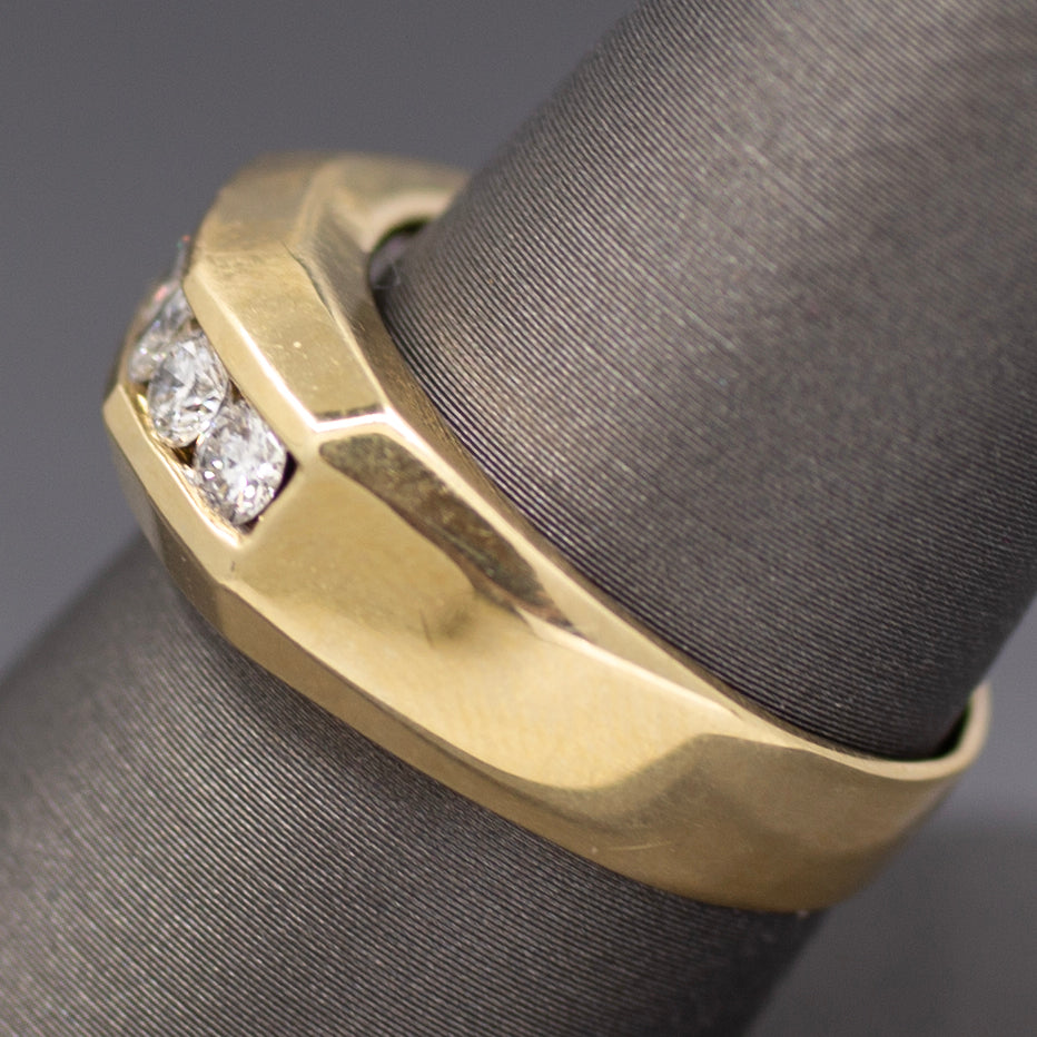 Handsome Channel Set Diamond Wedding Band in 14k Yellow Gold