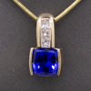 Rich Tanzanite and Princess Cut Diamond Pendant Enhancer in 14k Yellow Gold
