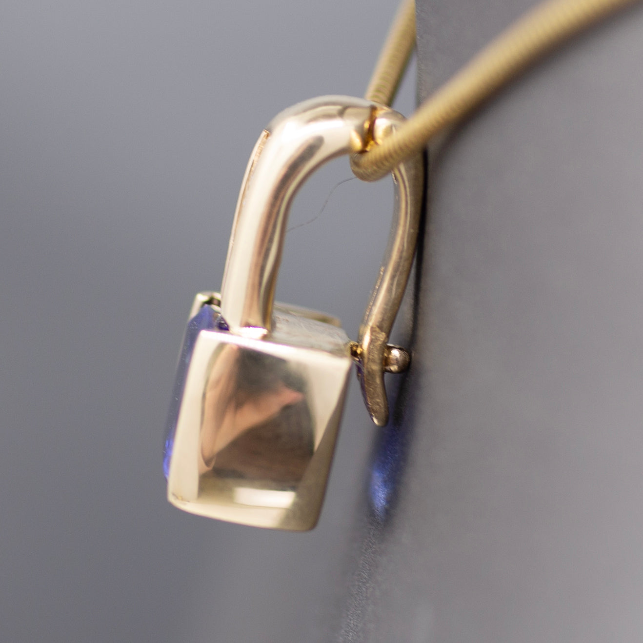 Rich Tanzanite and Princess Cut Diamond Pendant Enhancer in 14k Yellow Gold