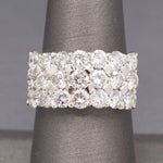 SPARKLE BOMB Three Row 3.50cttw Natural Diamond Ring in 14k Yellow Gold
