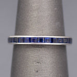 Carre' Cut Natural Sapphire Eternity Band Ring in 18k White Gold