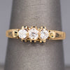 Victorian Old European Cut Diamond Three Stone Engagement Ring in 18k Yellow Gold