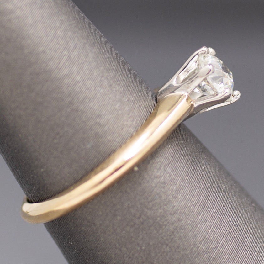 Sparkling Old European Cut Diamond Solitaire Engagement Ring in 14k Yellow Gold