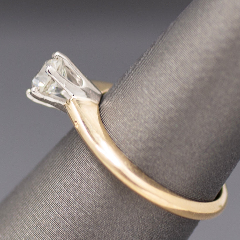 Sparkling Old European Cut Diamond Solitaire Engagement Ring in 14k Yellow Gold