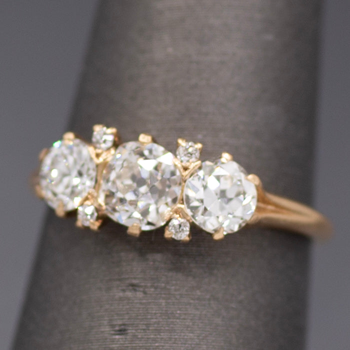 Antique GIA Certified Old Mine & Old European Cut Diamond Ring in 14k Yellow Gold