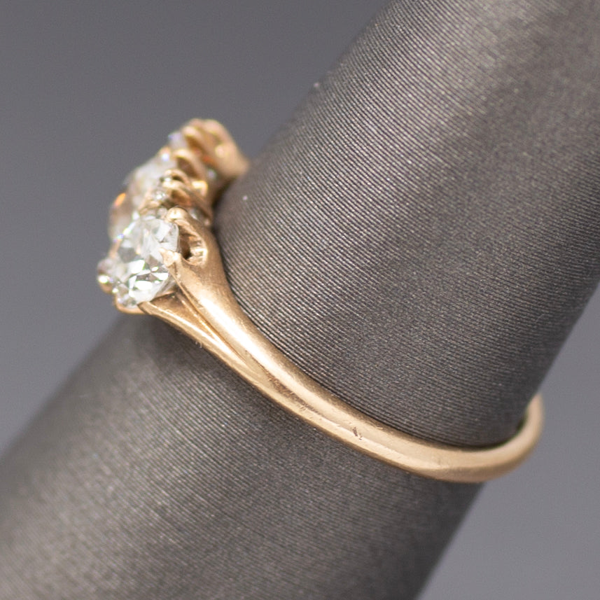 Antique GIA Certified Old Mine & Old European Cut Diamond Ring in 14k Yellow Gold