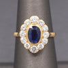 Gorgeous Bezel Set Blue Sapphire and Diamond Ring in 14k Yellow Gold