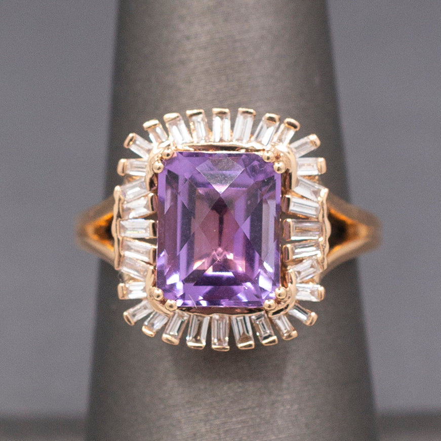 Stunning Le Vian Levian Grape Amethyst and Vanilla Diamond Ring in 14k Rose Gold